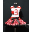 White Tank Top & 3rd Birthday Red White Polka Dots Print number & Red Rosettes Cupcake & Red Ruffles & Red Ribbon with Minnie Red White Polka Dots Pettiskirt MM12 