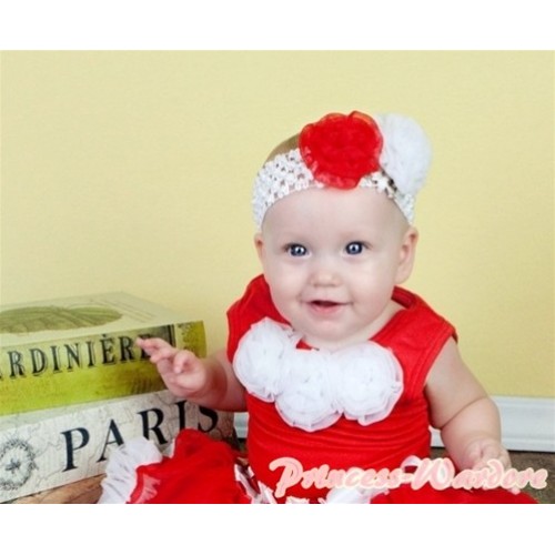 Red Baby Pettitop & White Rosettes NT126 