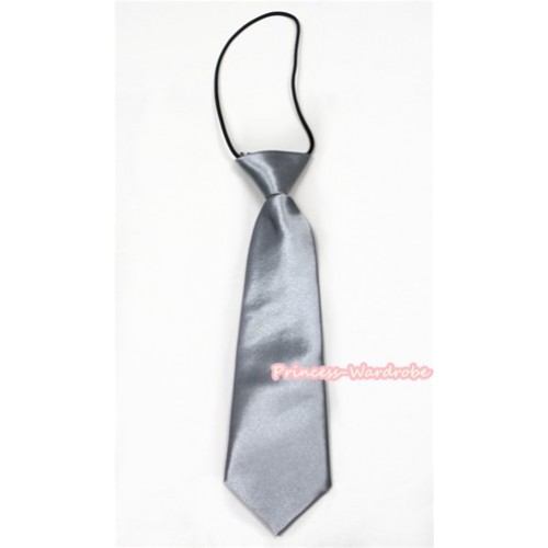 Silver Grey Silk Elastic Necktie BT15 