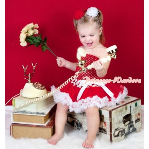 Hot Red Crochet Tube Top & Minnie Waist Red White Baby Pettiskirt CT222 