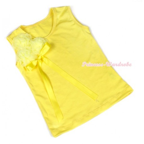 Yellow Tank Top with Bunch of  Yellow Rosettes and Yellow Bow TN210 