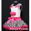 Hot Pink Zebra Pettiskirt With White Birthday Cake Tank Top with Hot Pink Rosettes &Zebra Ruffles& Hot Pink Bow MC23 