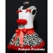 Red Zebra Print Pettiskirt With White Tank Top with Red Rosettes Zebra Birthday Cake &Zebra Ruffles& Red Bow MD05 