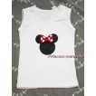 Minnie Print White Tank Top with Minnie Ruffles and Red Bow T372 