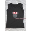 Minnie Print Black Tank Top with Minnie Ruffles and Red Bow T381 