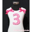 3rd Birthday White Tank Top with Hot Pink White Polka Dots Print number with Hot Pink Ribbon and ruffles TM50 