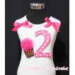 2nd Birthday White Tank Top with Hot Pink White Polka Dots Print number and Hot Pink Rosettes Cupcake with Hot Pink Ribbon and ruffles TM54 