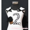 2nd Birthday White Tank Top with Black Zebra Print number and Black Rosettes Cupcake with Black Ribbon and Zebra ruffles TM66 