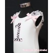 1st Birthday White Tank Top with Light Pink Zebra Print number with Light Pink Ribbon and Zebra ruffles TM70 