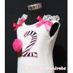 2nd Birthday White Tank Top with Hot Pink Zebra Print number and Hot Pink Rosettes Cupcake with Hot Pink Ribbon and Zebra ruffles TM90 