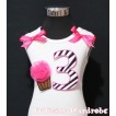 3rd Birthday White Tank Top with Hot Pink Zebra Print number and Hot Pink Rosettes Cupcake and Hot Pink Ribbon, Zebra Ruffles TM92 