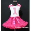White Tank Top & 1st Birthday Hot Pink White Polka Dots Print number & Hot Pink Ruffles & Hot Pink Ribbon with Hot Pink Pettiskirt MM28 