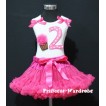 White Tank Top & 2nd Birthday Hot Pink White Polka Dots Print number & Hot Pink Rosettes Cupcake & Hot Pink Ruffles & Hot Pink Ribbon with Hot Pink Pettiskirt MM35 