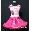 White Tank Top & 3rd Birthday Hot Pink White Polka Dots Print number & Hot Pink Rosettes Cupcake & Hot Pink Ruffles & Hot Pink Ribbon with Hot Pink Pettiskirt MM36 