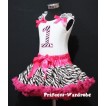 White Tank Top & 1st Birthday Hot Pink Zebra Print number & Zebra Ruffles & Hot Pink Ribbon with Hot Pink Zebra Pettiskirt MM40 