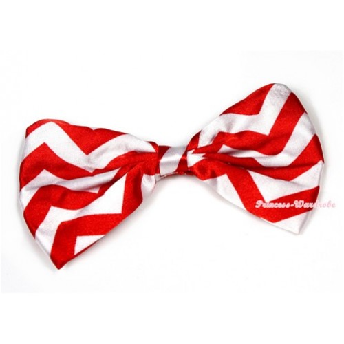 Xmas Red White Wave Satin Bow Hair Clip H718 