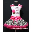 White Tank Top & 3rd Birthday Hot Pink Zebra Print number & Hot Pink Rosettes Cupcake & Zebra Ruffles & Hot Pink Ribbon with Hot Pink Zebra Pettiskirt MM48 