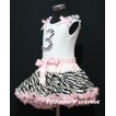 White Tank Top & 3rd Birthday Light Pink Zebra Print number & Zebra Ruffles & Light Pink Ribbon with Light Pink Zebra Pettiskirt MM54 