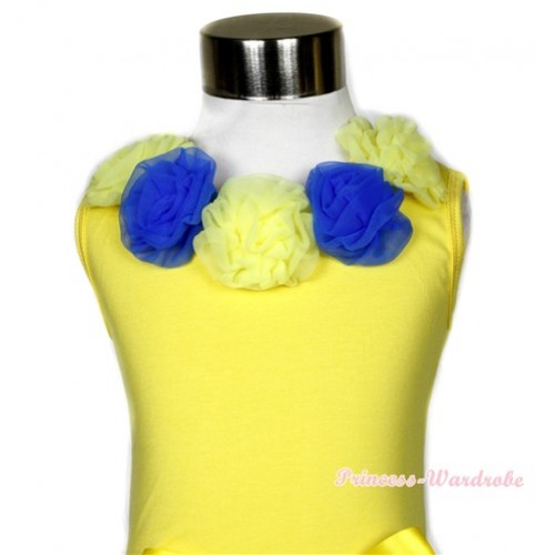 Yellow Tank Top with Yellow Royal Blue Rosettes TN223 