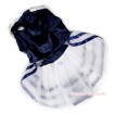 Royal Blue Satin Dress Rosettes Bow Blue White Striped Gauze Skirt Sleeveless Pet Dress DC019 