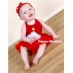 Hot Red Baby Halter Jumpsuit Red Pettiskirt With White Rosettes Minnie Dots Birthday Cake Print With Red Headband Red White Polka Dots Ribbon Bow JS1221 
