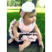 White Baby Pettitop & Light Pink Rosettes with Brown Light Pink Baby Pettiskirt NG49 