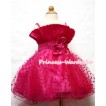 Hot Pink Oblique Front Top with Little Heart Wedding Party Dress PD007 