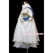 Lady Stylish Blue White Dots Gown Pageant Girl Party Dress  PD012 