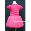 Hot Pink with Rose Crepe Paper Party Dress With One Hot Pink Rose PD011 