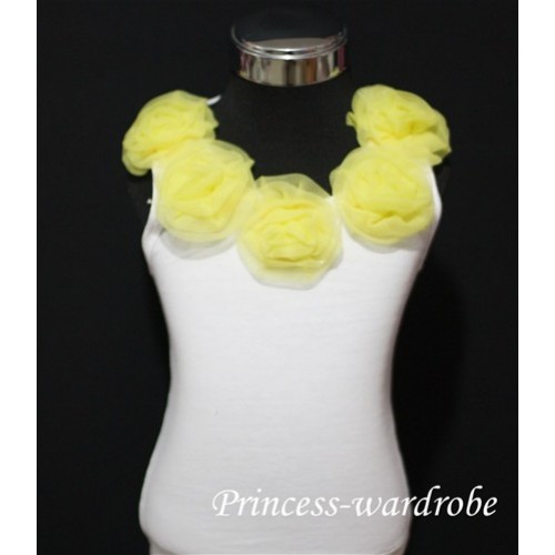 White Tank Tops with Yellow Rosettes T02 