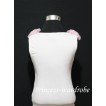 White Tank Tops with Light Pink Rosettes T07 