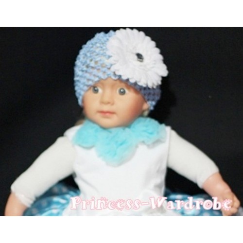 White Baby Pettitop with Light Blue Rosettes NT08 