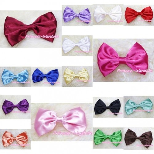 Optional Solid Color Satin Bow Hair Clip H230 