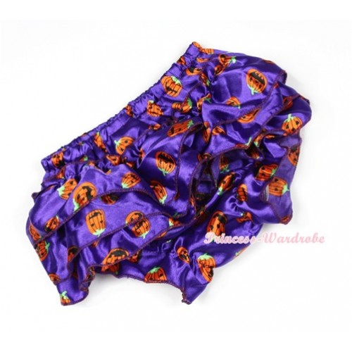 Halloween Dark Purple Pumpkin Satin Layer Panties Bloomers BC162 