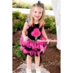 Black Tank Top With Zebra Ruffles & Hot Pink Bow & Hot Pink Rosettes Zebra Ice Cream Print With Hot Pink Bow Zebra Waist Hot Pink Black Petal Pettiskirt MW240 