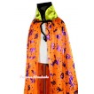 Halloween Orange Pumkin Bat Witch Cape Cloak Mantle Overcoat Costume C142 