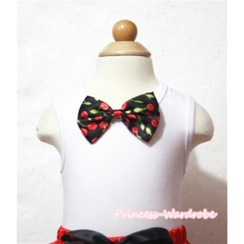White Tank Tops with Black Cherry Bow TB461 