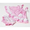Light Pink White Swing Top with White Bow with matching White Ruffles Light Pink Panties Bloomers SP04 