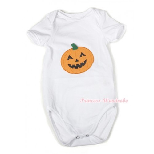 Halloween White Baby Jumpsuit with Pumpkin Print TH399 