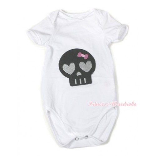 Halloween White Baby Jumpsuit with Black Skeleton Print TH401 