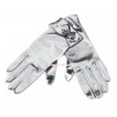 Elegant Silver Grey Bow Princess Costume Satin Dress Gloves C157 