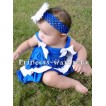 Royal Blue White Swing Top with White Bow with matching White Ruffles Royal Blue Panties Bloomers SP03 