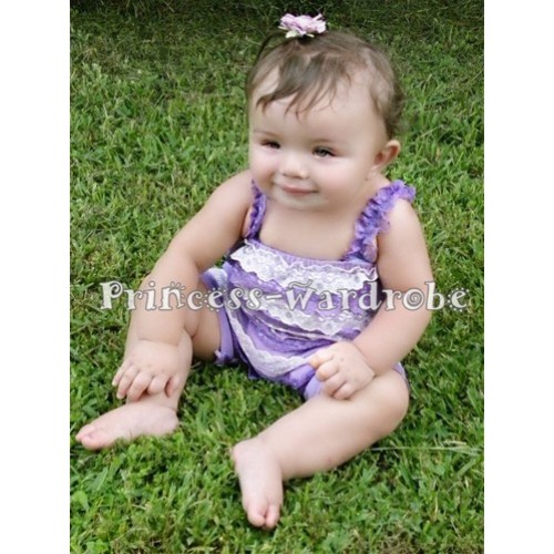 Light Purple Light Pink Lace Ruffles Petti Rompers with Straps LR21 