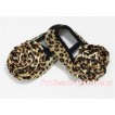 Baby Leopard Crib Shoes with Leopard Rosettes S38 
