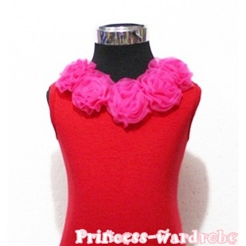 Red Tank Tops with Hot Pink Rosettes TN41 