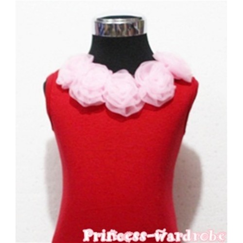 Red Tank Tops with Light Pink Rosettes TN42 