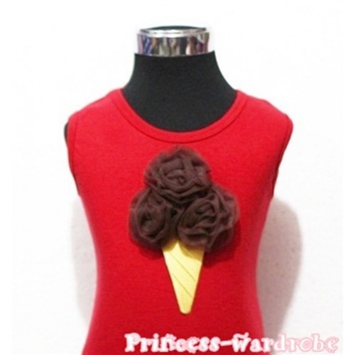 Red Tank Top with Brown Ice Cream TN57 