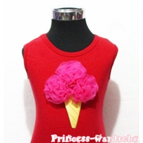 Red Tank Top with Hot Pink Ice Cream TN58 