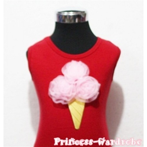 Red Tank Top with Light Pink Ice Cream TN59 