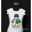 Scarf Snowman White Tank Top with White Ribbon and Ruffles TW60 